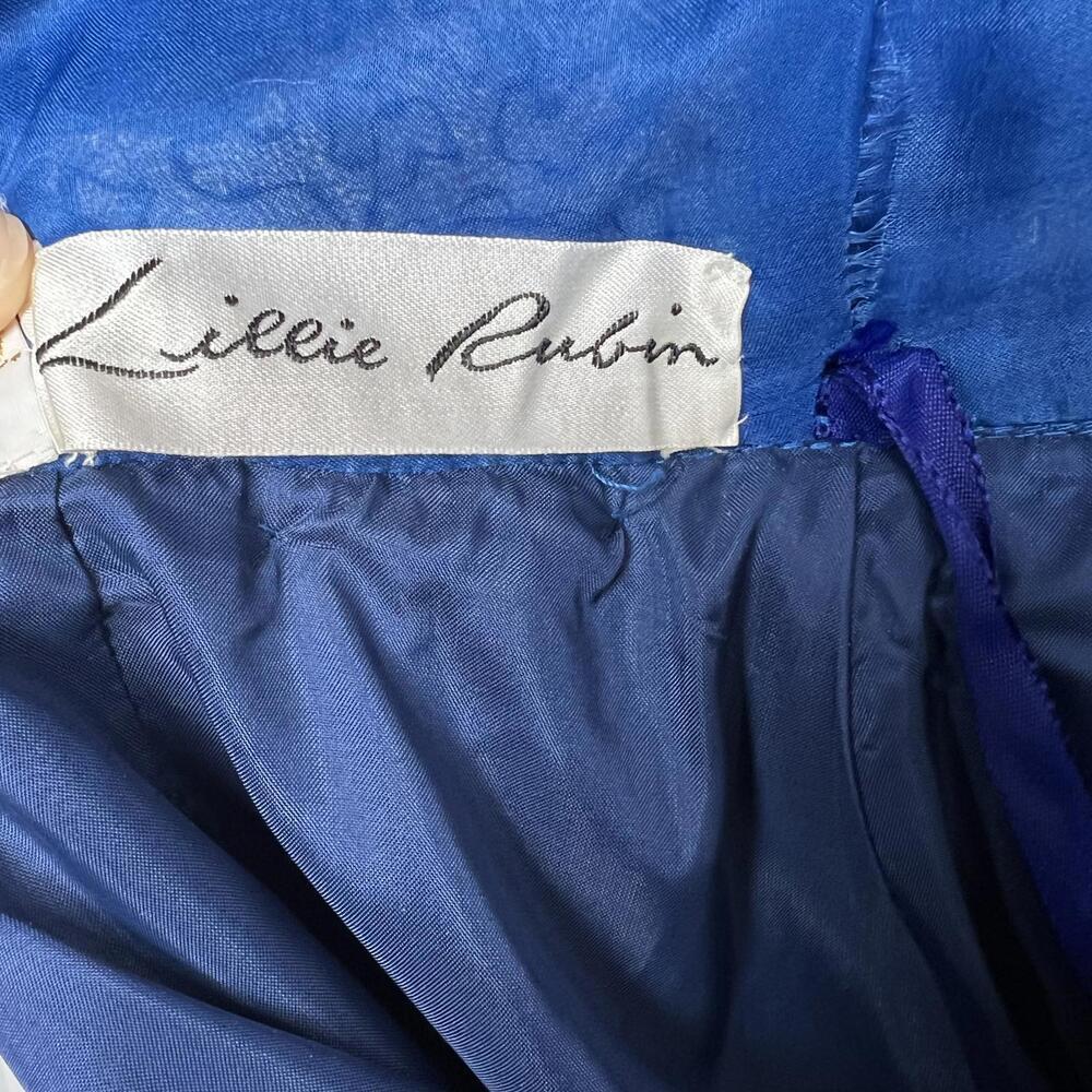 Vintage Victoria Royal Lillie Rubin Blue Beaded Silk Gown - Picture 7 of 9